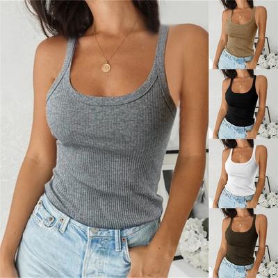 Basic Women's Sleeveless Vest Gym Lady Solid Bodycon 1Pc Off-shoulder