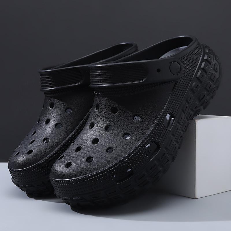 Men's hole shoes summer wear thick-soled heightening bag head drag EVA breathable versatile non-slip beach cool slippers men