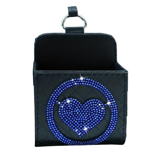Car Faux Leather Car Storage Box Shiny Luxury Love Heart Rhinestone SUV Truck Auto Air Vent Hanging Organizer Bag Phone Keys Pouch