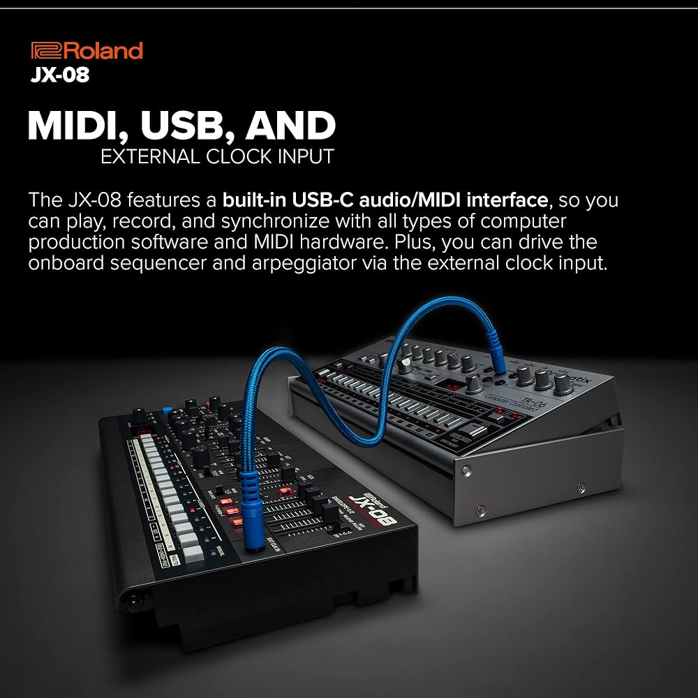 Roland ROLAND synthesizer JX-08 realistically reproduces JX-8P sound, equipped with a battery-pow...
