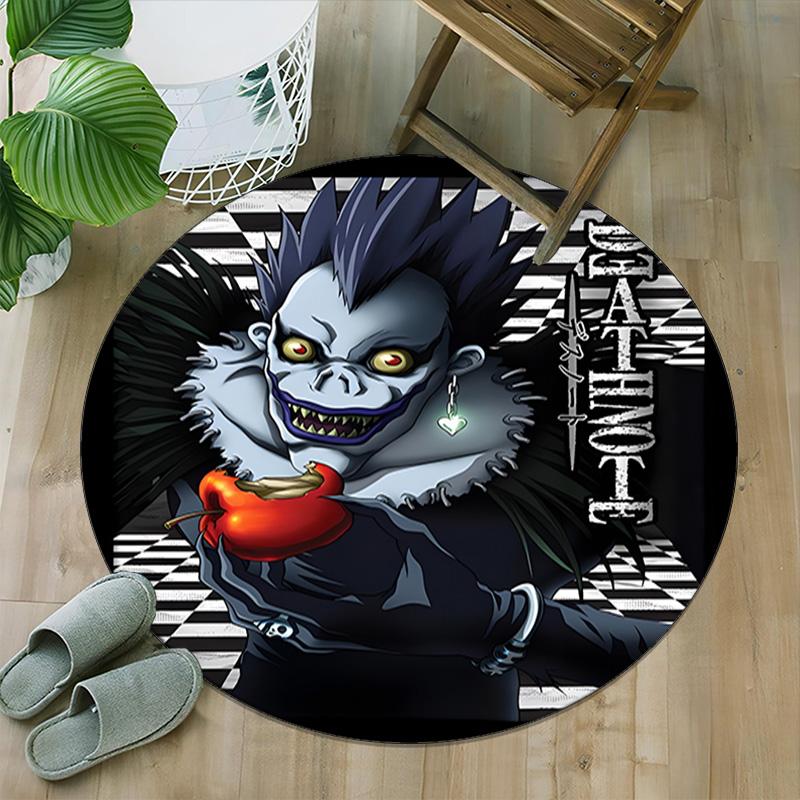 1pc D-Death Note  Carpet, Round Rug, Comfortable, Suitable for Entryways, Living Rooms, Office, And Bedrooms, Christmas Decoration