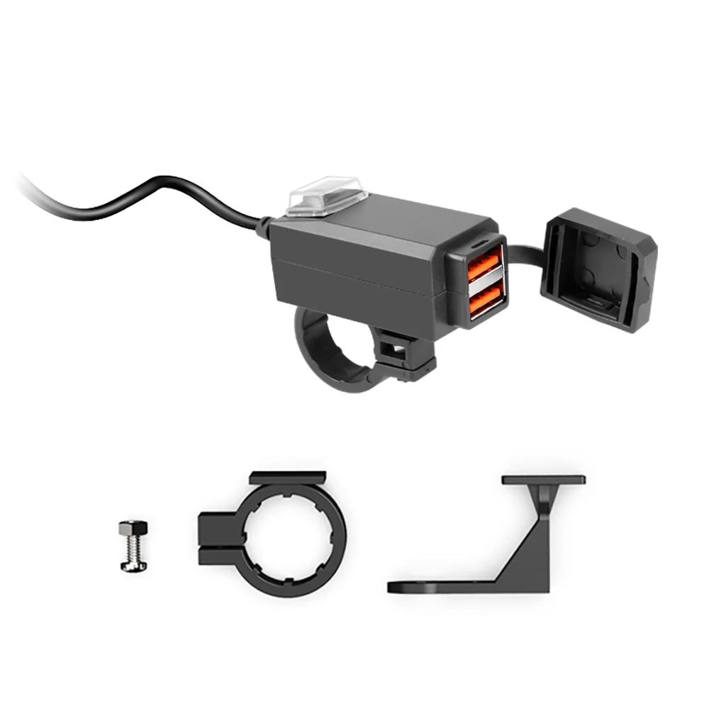 Motorcycle Charger Multifunction Waterproof Dual USB Adapter 12V Phone Dual Quick Charge 3.0 5V 3.1A With Switch Moto Accessory
