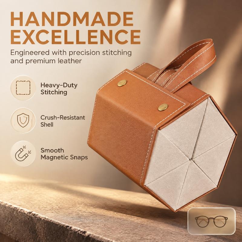 Pu Leather Foldable Sunglasses Organizer 2-6 Slots Soft Lining For Home Storage Travel Daily Use