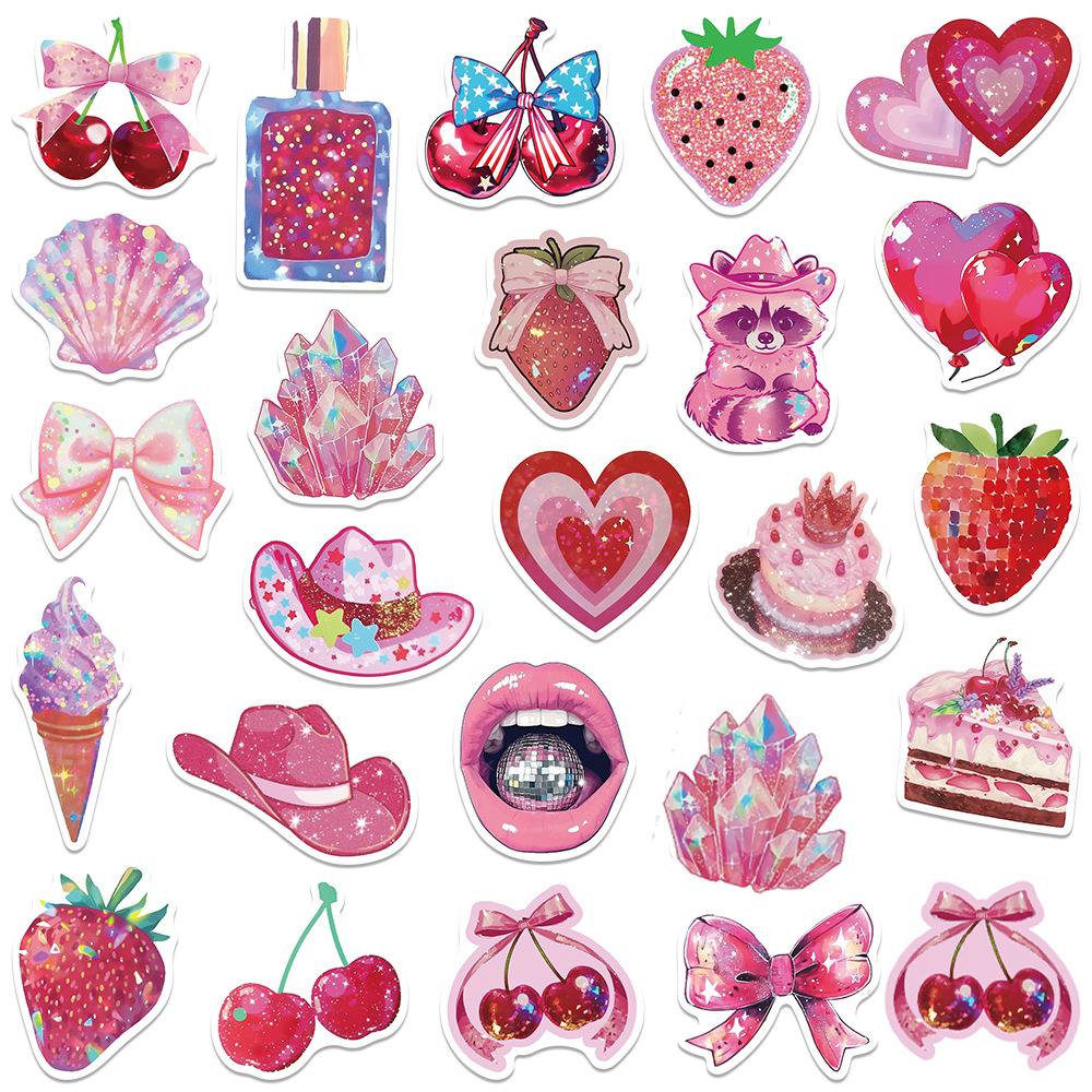 10/30/50pcs Pink Y2k Cartoon Stickers INS Style Aesthetic Decoration Decals DIY Stationery Stationery Cute Sticker Packs