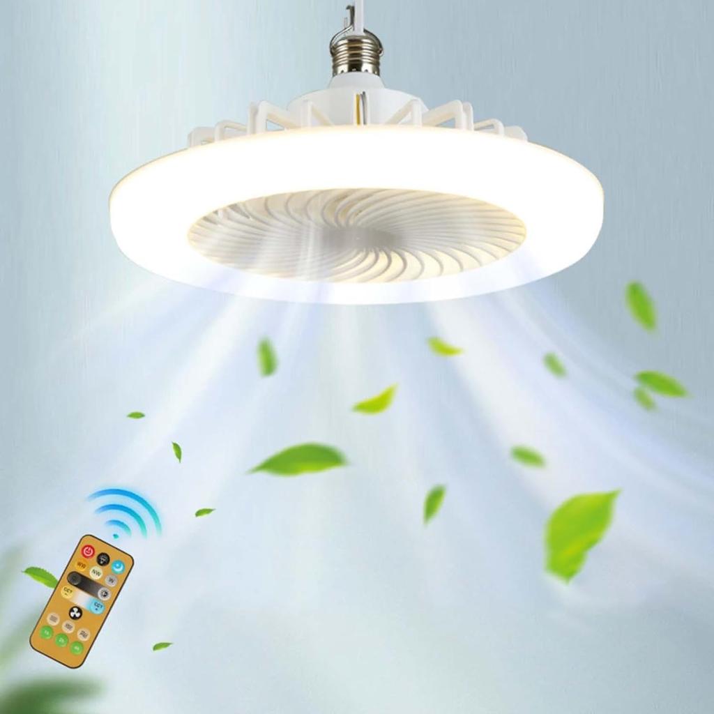 Smart Remote Control Ceiling Fan Light Quiet LED Ceiling Fan White Lighting Tricolor E27 for Living Room Bedroom