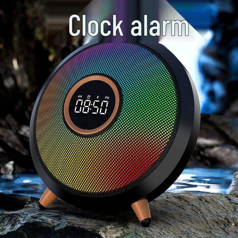 Cross-Border Bluetooth Alarm Clock Speaker with Colorful Atmosphere Light