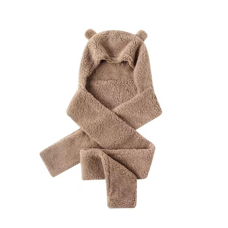 Neue Nette Bär Ohr Hut Schal Handschuhe Set Winter Frauen Beanies Caps Warme Casual Plüsch Hüte Casual Solide Fleece Mädchen kawaii Geschenk