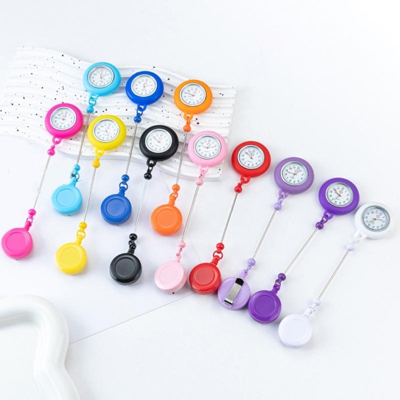 Retractable Badge Reels Nurse Watch Beadable Badge Holder Watch with Belt Clip for Nurse Doctor Healthcare Paramedic