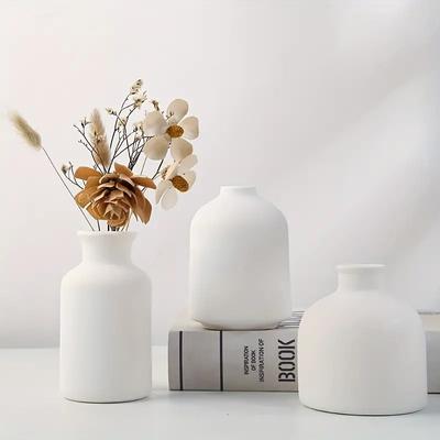 1PC Bricolage Petit Vase En Céramique Artisanat Fleurs Séchées Décoration Vase En Céramique Blanc Vierge