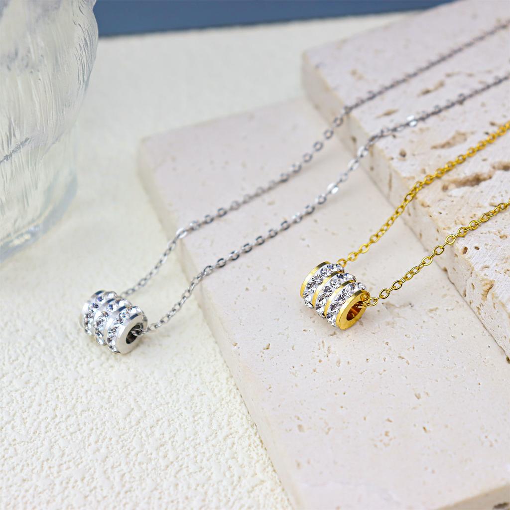 Petite Taille Avec Diamants Et Collier en Acier Titane Inaltérable Pour Femmes, Tendance Froide Pendentif Chaîne Clavicule