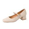 Schafsleder-Version~ Plateau-Mary-Jane-Schuhe Damen Kopf Retro Single Shoes Schmetterling Diamant Schmuck mit Herbst