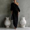 Rochie Maxi Femei S Mânecă Lungă Decolteu Bardot Culoare Solidă