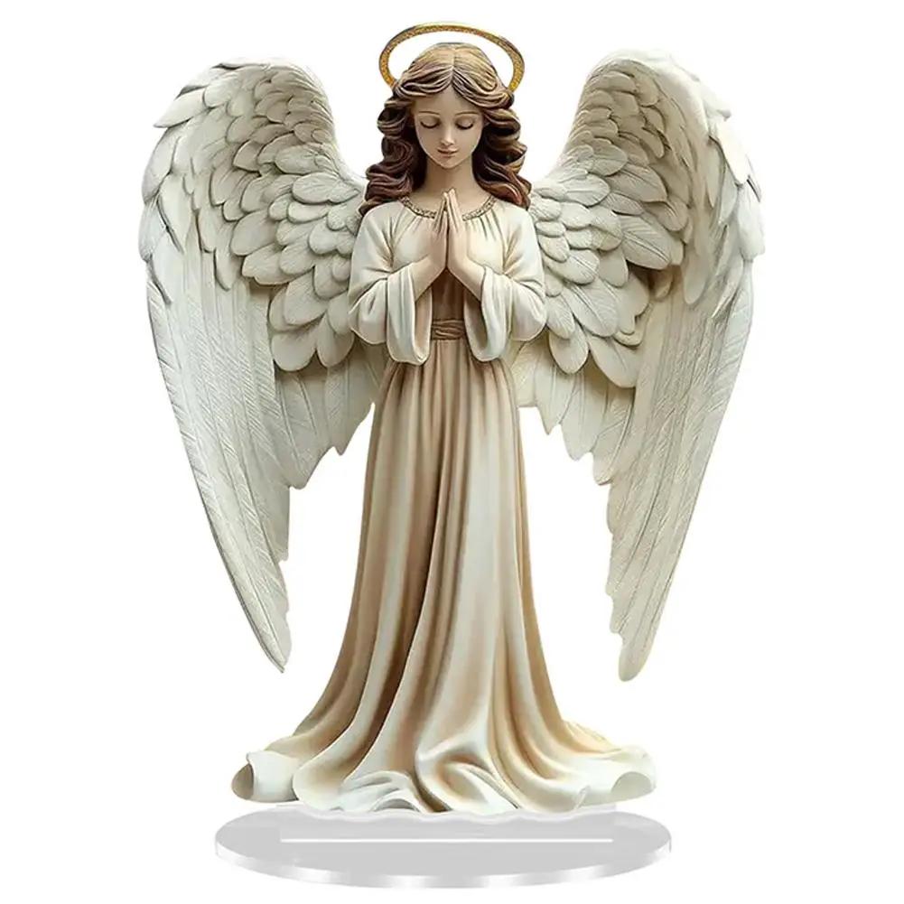 

2D Acrylic Angel Nameplate Ornament With Base Creative Angel Christmas Ornament Winged Design Piece 2026 New Decorative B6U4