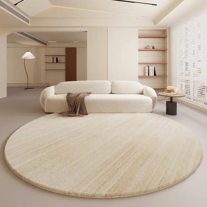 Décoration de Chambre Style Crème Tapis Rond Maison Tapis Doux Moelleux Tapis Minimalistes pour Salon Tapis de Sol Épais en Peluche à Côté du Lit