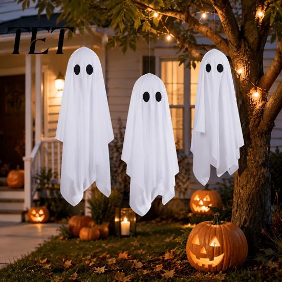 Hanging Ghost Decorations for Yard 3Pcs Halloween Decorations, Spooky Flying with Festival Atmosphere Decor Lanyard Haunted House, Outdoor,