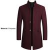 Men Trench Coat Solid Color Warm Autumn Winter Windproof Slim Jacket for Daily Wear