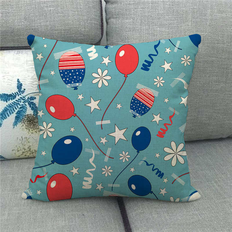 American Five-Pointed Star Geometry Digital Printing Short Plush Pillow Covers For Car Sofa Office Cushion Cover Home Goods