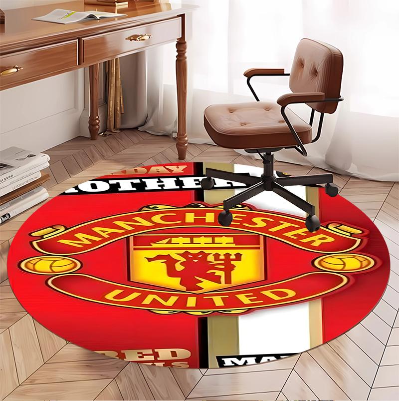 Manchester United F.C Desenli Yuvarlak Halı, İç/Dış Mekan Paspası, Piknik, Oyun Odası, Yatak Odası, Ofis, Oturma Odası, Ev Dekorasyonu Halısı, Doğum Günü Hediyesi