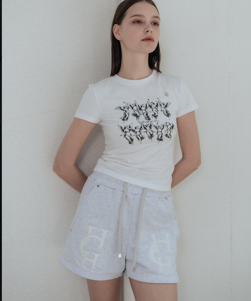 HARDCORE HAPPINESS Moonlight Elastic Waist Shorts_Melange Gray