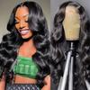 Front Lace Wig, Women's Medium Wave Black Long Curly Hair, Natural Full Headgear
