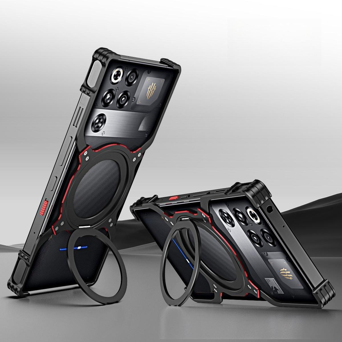 Phone Cases Nubia,Borderless Shockproof Case with Mechanical Arm, Metal Heat Dissipation, Magnetic Kickstand red magic 11air with lens