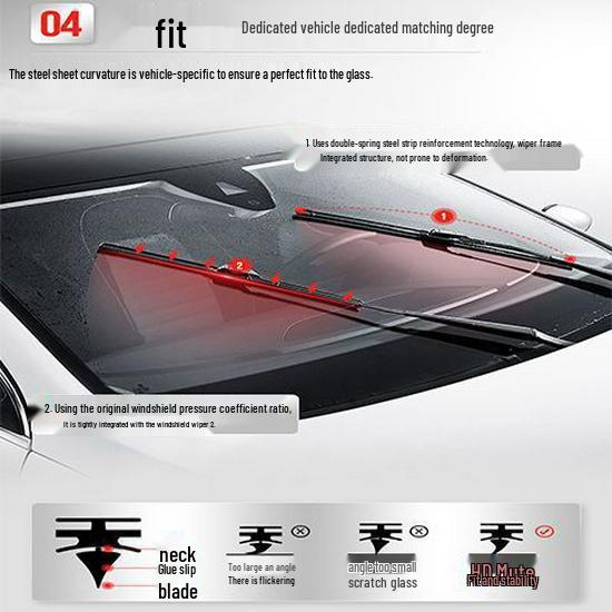 Premium Frameless Wiper Blades for Geely Vision S1 Front Windshield (All Models)