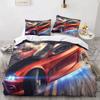 3d Racing Car Printed Bedding Set Duvet Cover, Cartoon Comforter Quilt Cover Set and Pillowcase 2Piece For Kids Teens Boys