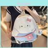 Cat Cartoon Embroidered Backpack For Girls Large Capacity Nylon School Bag With Zipper Closure For Daily Use