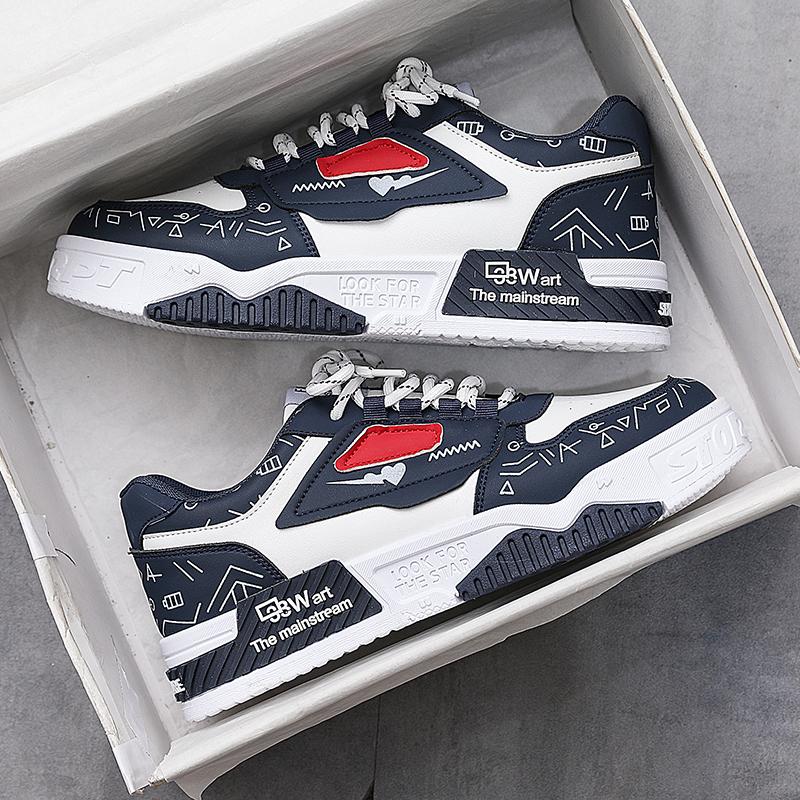 

New Men s Korean Thick Soled Shoes Trendy and Versatile Student Shoes Men s Lightweight Breathable Durable Casual Sports Shoes 44 синий