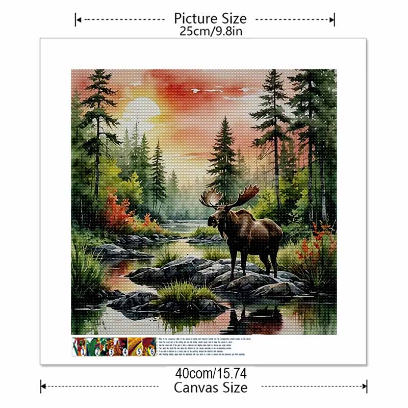 New Arrival 5D DIY Full Circle Diamond Painting "Elk and Landscape" Embroidery Cross Stitch Home Decor Gift