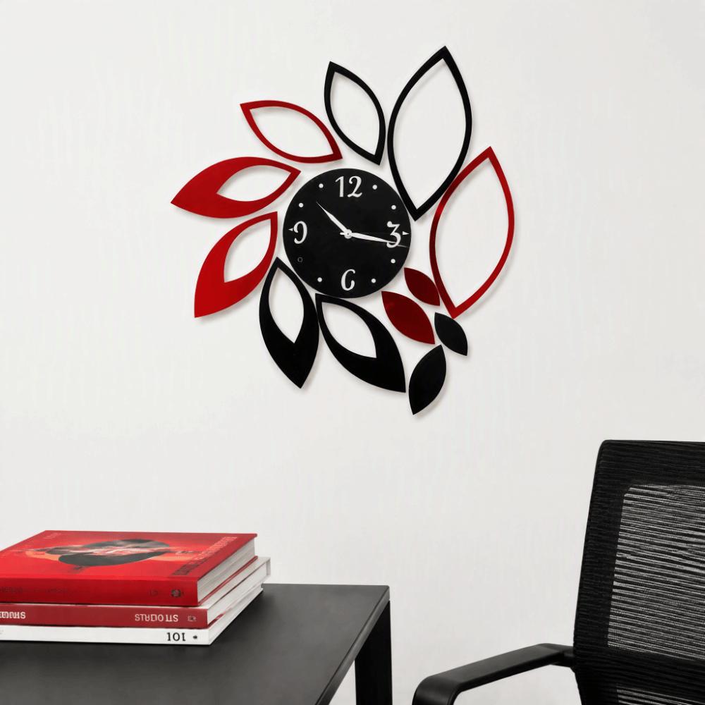 Removable Sticker Mirror Wall Clock Hollow Floral Design Self Adhesive Clock Decal Home Wall Art