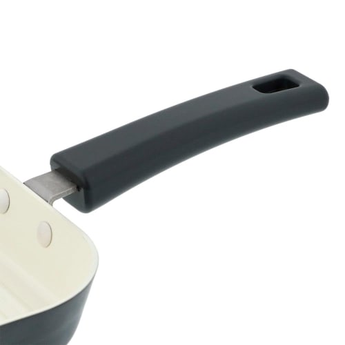LIV PLUS Mini Frying Pan/Grill Pan, 14.5cm, Ceramic, Gas-Stove Only, Square, Matte Gray, ND-2796