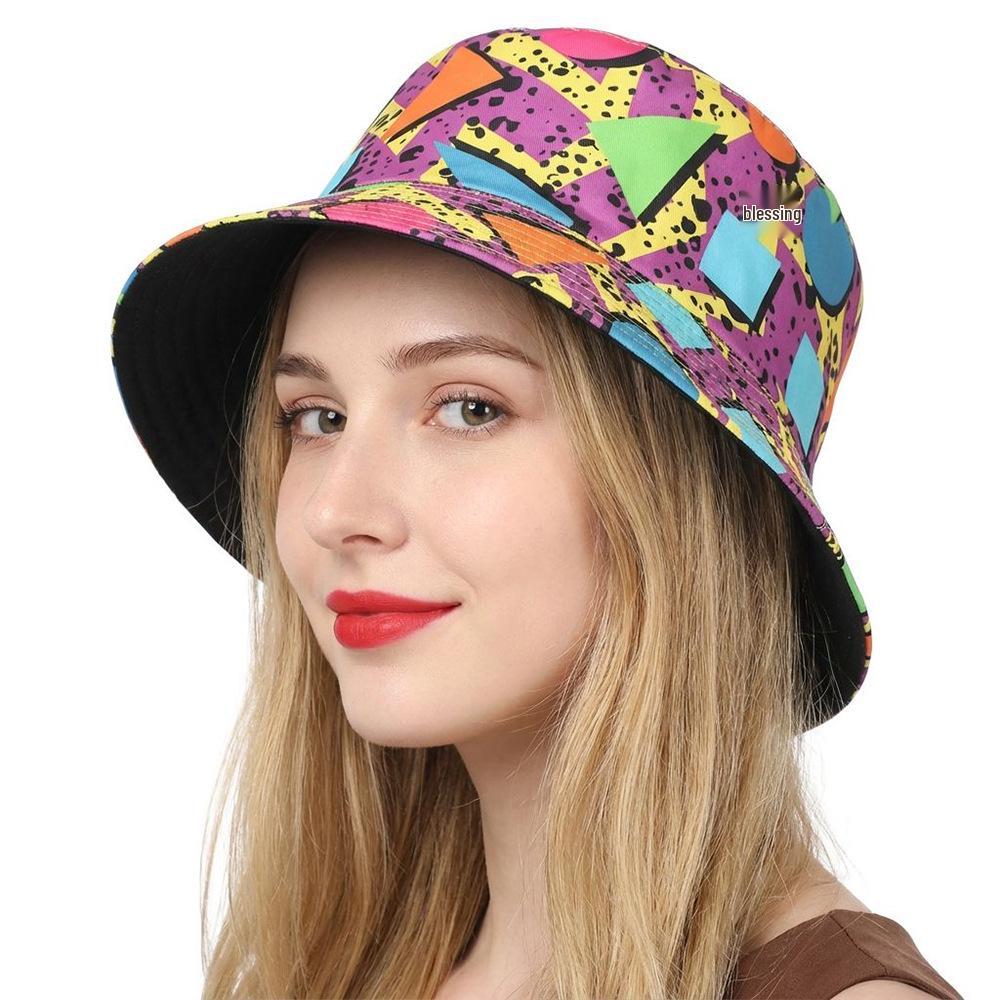 Reversible Retro Graffiti Bucket Hat - Sun Protection for Men & Women