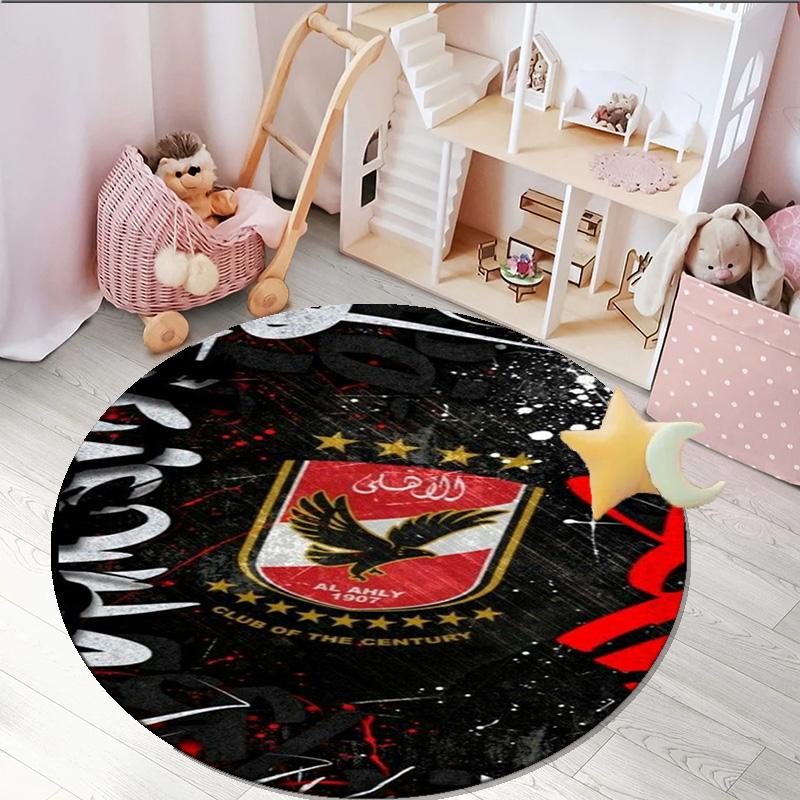 1PC round rug Ahly Football club Printed Round Area Rug ,Rug For Home Office, Round Chair Rug, Decorative Carpet Fan gifts Christmas gift