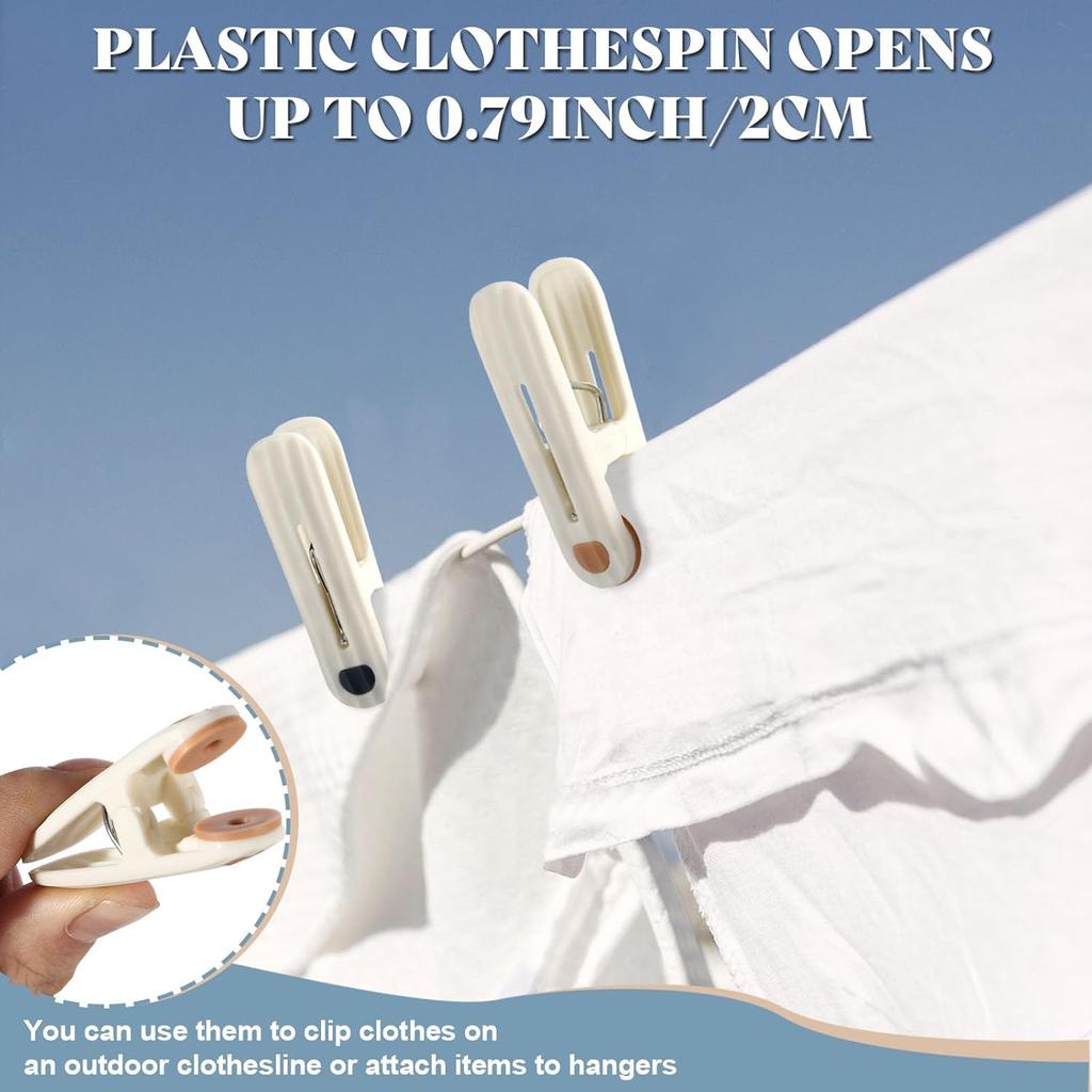 24 Pack Plastic Clothes P Heavy Duty Clothesp for Laundry, 2.36 Inch Clothesline Clips Clothes Pegs with No Trace Design, Windproof Clothes Clips for