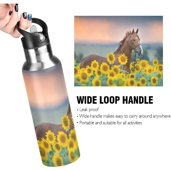 Cute Koala Water Bottle Kids Stainless Steel Vacuum Insulated Water Flask Sandard Mouth Bottle with Wide Handle
