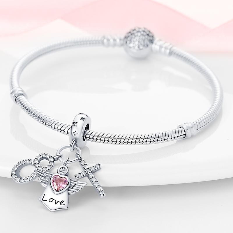 Originalcopper Charms Luxury Cross Angel Beads Fit Bracelet Diy Women Making Delicate Gift