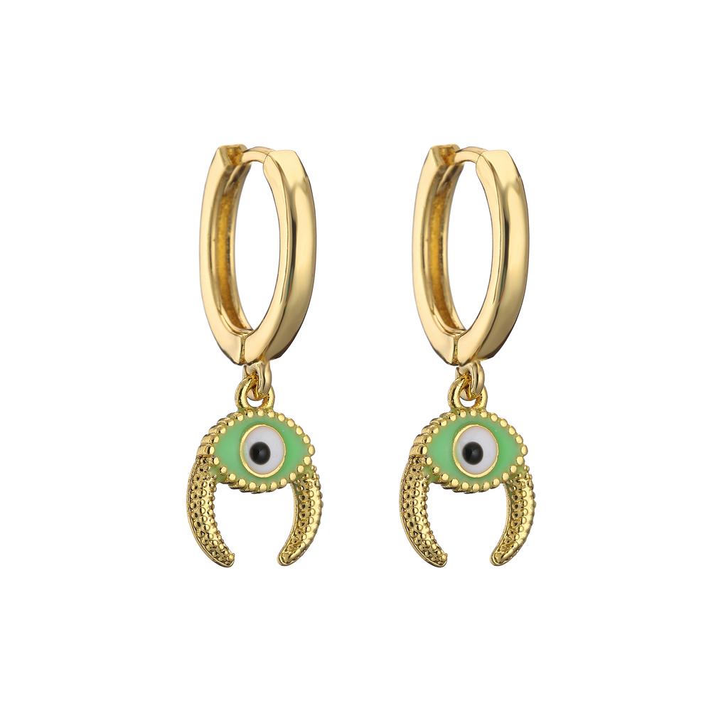 HECHENG,Small Rhinestone Evil Eye Plam Earrings,Hoop Huggie Earrings For Women,Trendy Circle Zircon Gift