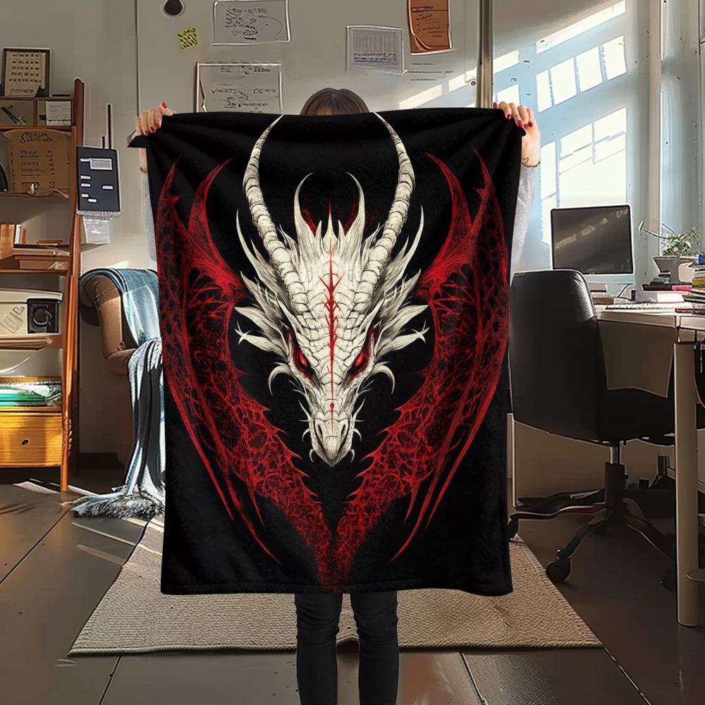 Vintage Dragons Print Flannel Blanket, High quality Comfortable for All Seasons, Home Decor, Warmth and Comfort