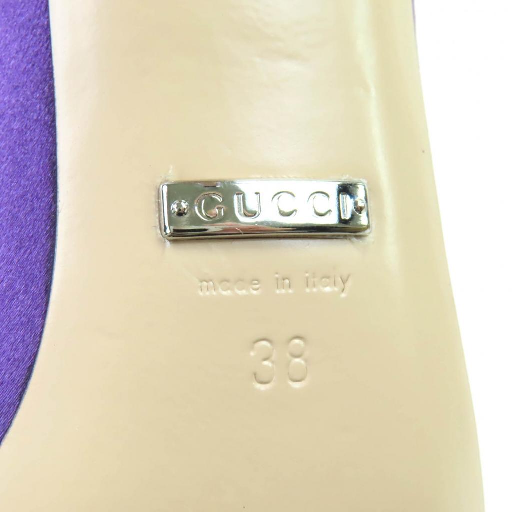 Excellent GUCCI Mule Horsebit Crystal Satin Purple Satin Women 38 771594 Used