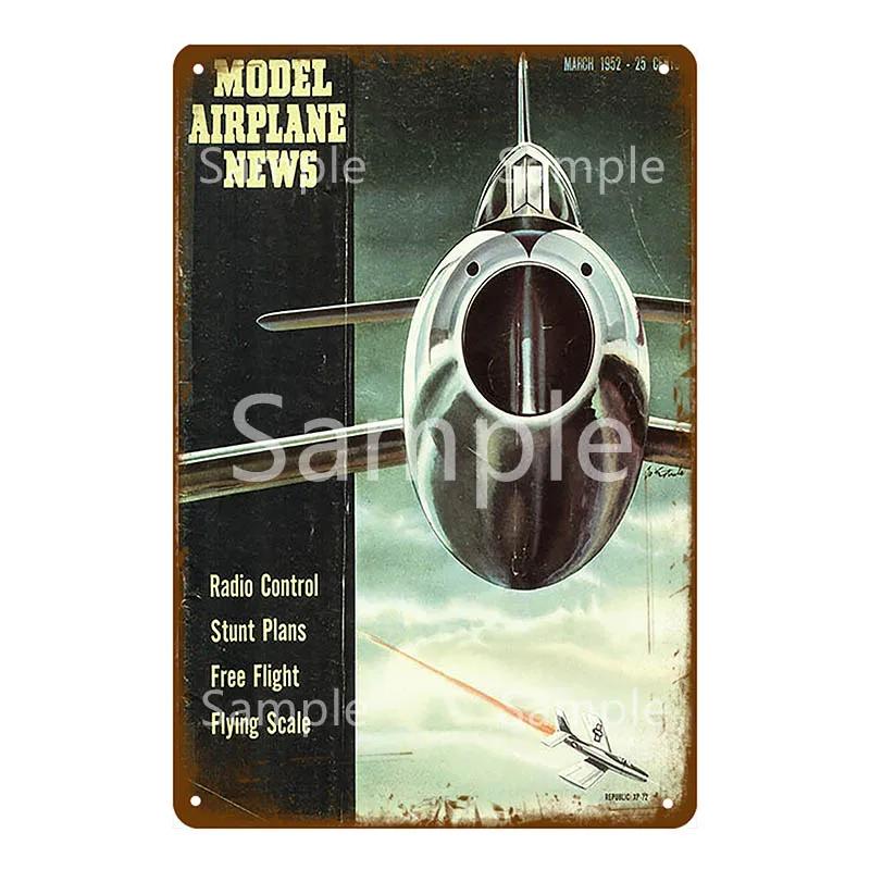 Retro Airplane Metal Signs Fighter Jet Plane Vintage Aircraft Plate Metal Plaque Painting Living Room Home Wall Decoration YL094