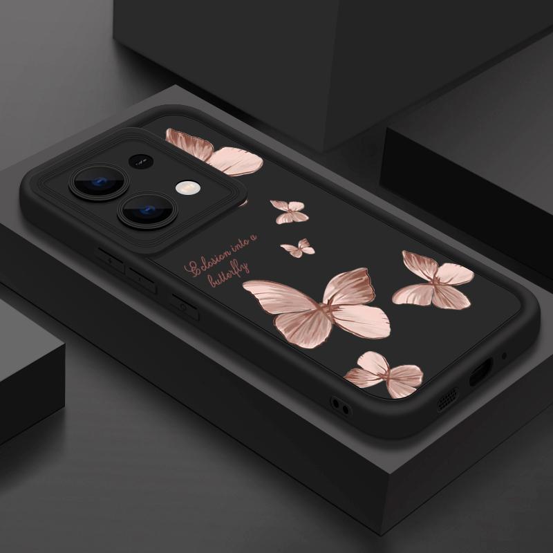 

Однотонный матовый чехол для телефона с рисунком бабочки для Xiaomi 14T Pro 13T Poco F6 X6 Pro M6 X5 Redmi Note 14 Pro 13 12 11 10 противоударный мягкий чехол из ТПУ Xiaomi 14T Pro чёрный