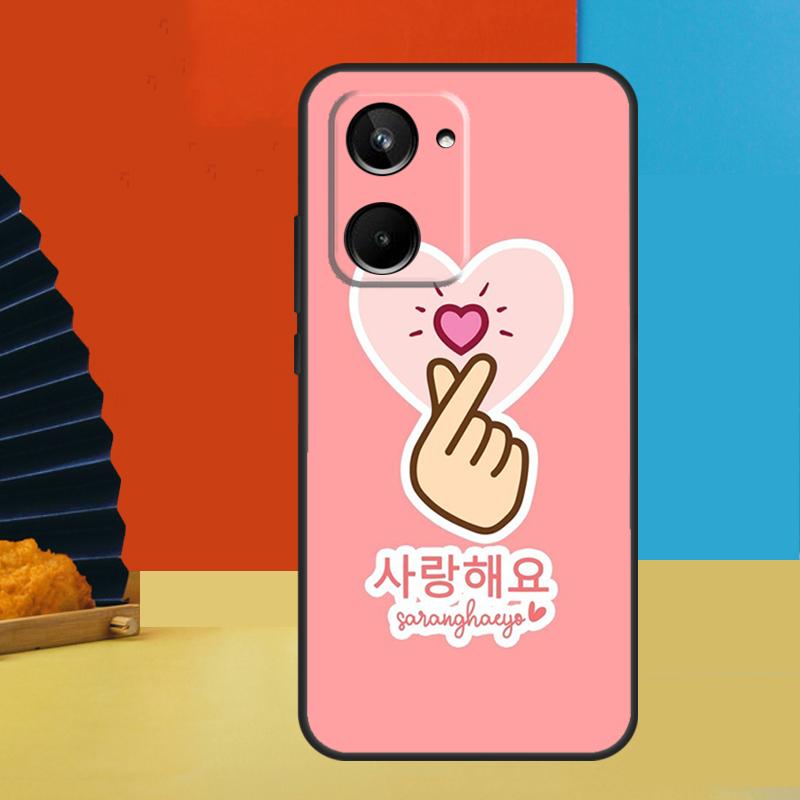 Cute Korean Font Saranghae I Love You For Realme 15 10 11 12 13 14 Pro Plus C67 C65 C63 C61 C35 C55 C53 C51 C71 C75 GT7 Pro Case