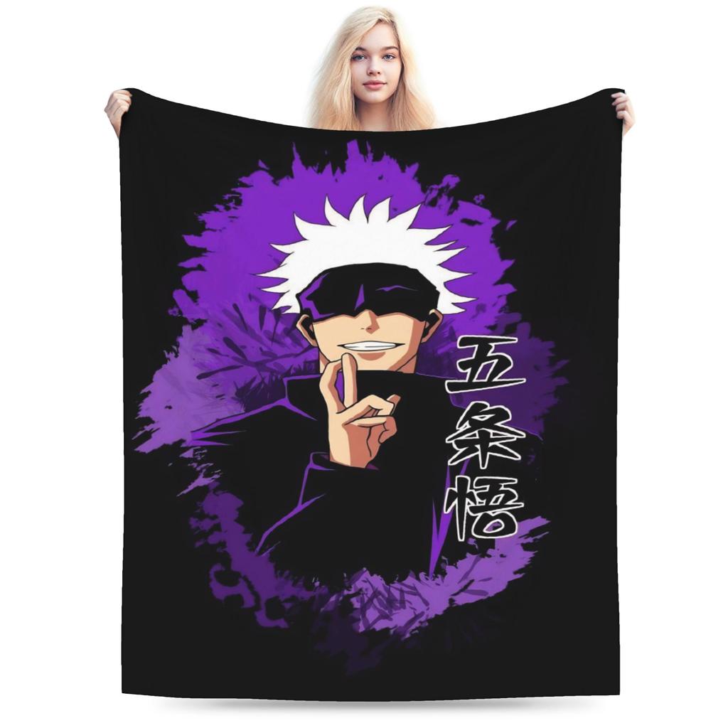 Warm Cozy Blanket Picnic Gojo Satoru Bedding Throws Novelty Bedspread For Couch Bed