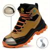 Men's Steel Toe High Top Work Boots Comfy Non Slip Vintage Lace Up Shoes for Men's Outdoor Work Out Activities Men Safety Shoes