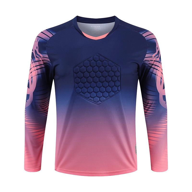Men's Long Sleeve Goalkeeper Uniform Set with Knee & Elbow Pads for Adult Football Competition
