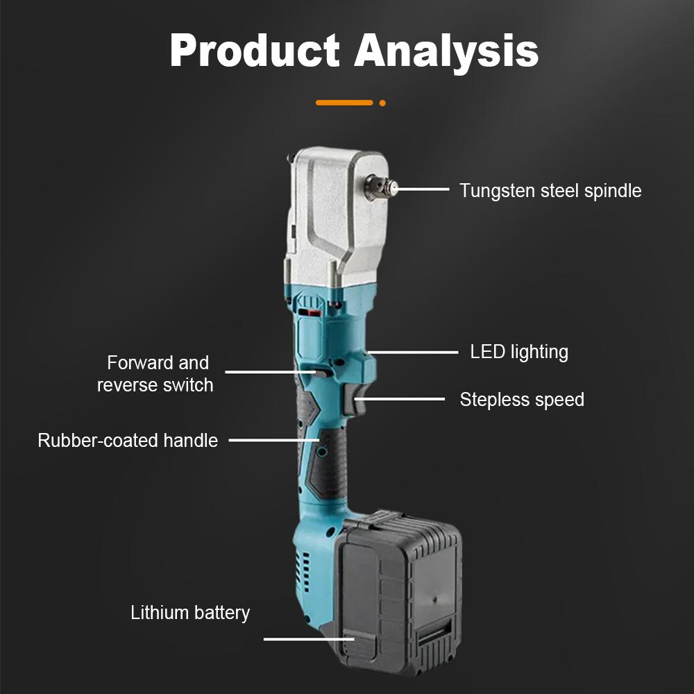 Brushless Angle Ratchet Wrench Handheld Rechargeable Ratchet Wrench High Torque Multi-function Auto Repair Electric Tool Set