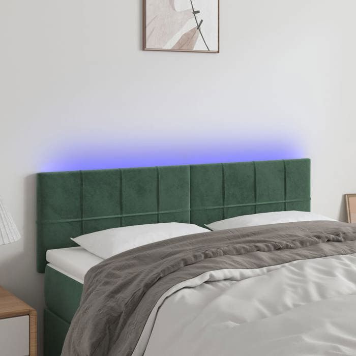 VidaXL LED Headboard Bedroom Furniture Double Bed Accessory Head of Bed Frame Interior Dark Green 3121663