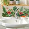 Tropical Green Plant Wall Stickers, Waterproof Wall Stickers, Turtle-back Bamboo, Hibiscus Flower Decorative Stickers