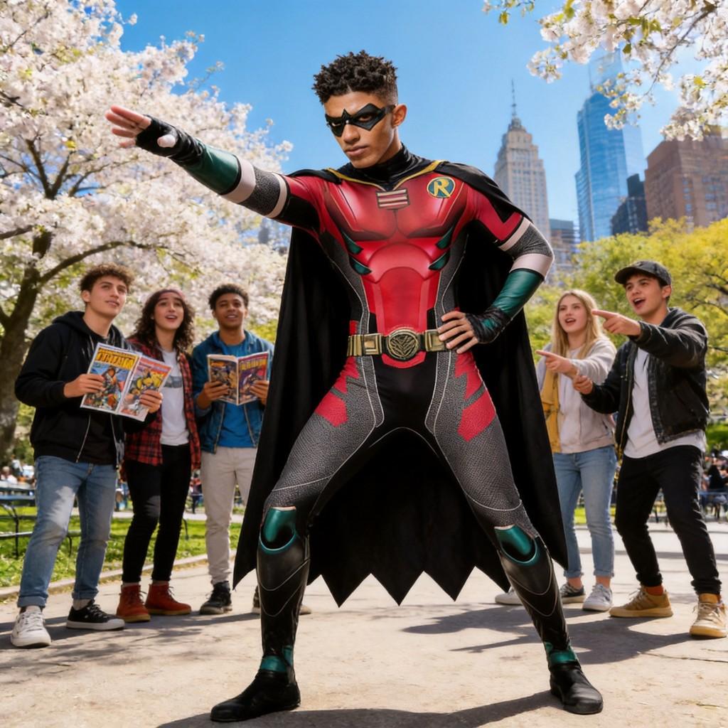 Κοστούμι Cosplay Robin DC Titans με Πολυεστερικό Ύφασμα για Role Play Anime